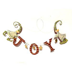 PATIENCE BREWSTER Krinkles Elf’s Dash Away JOY Metal Sign Christmas 12”